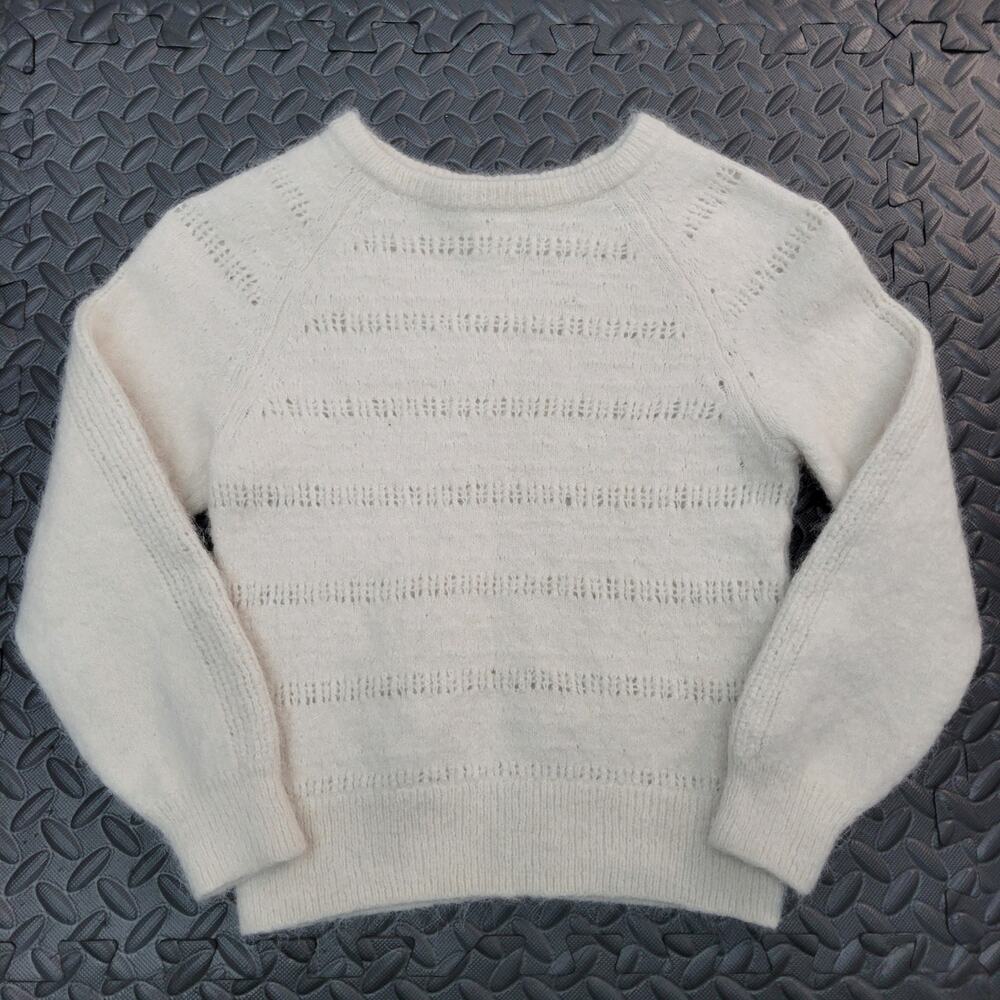 Treasure & Bond Alpaca Wool Blend Sweater Women's S Cream Cropped Fuzzy Knit
